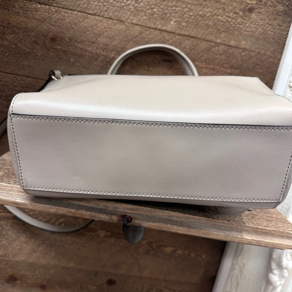 Kate Spade New York Light Gray Leather Top Handle Satchel Crossbody